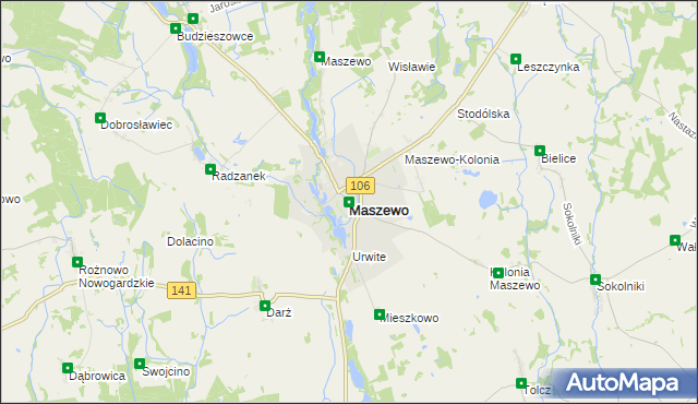 mapa Maszewo powiat goleniowski, Maszewo powiat goleniowski na mapie Targeo