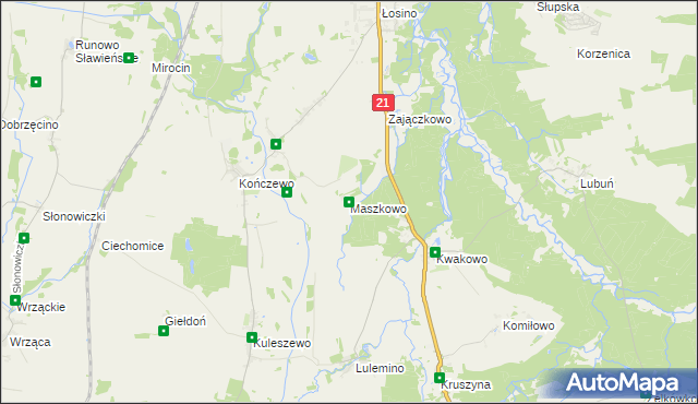 mapa Maszkowo gmina Kobylnica, Maszkowo gmina Kobylnica na mapie Targeo