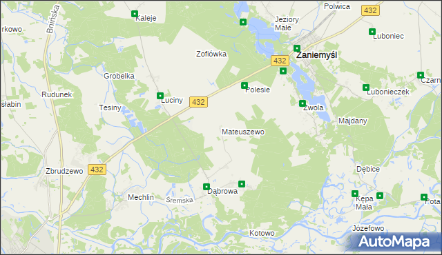 mapa Mateuszewo, Mateuszewo na mapie Targeo