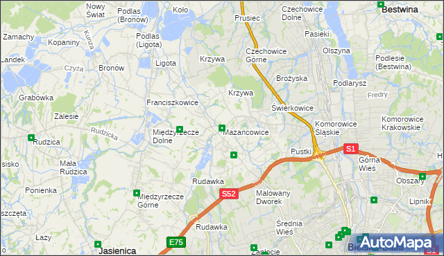 mapa Mazańcowice, Mazańcowice na mapie Targeo