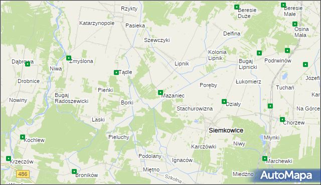 mapa Mazaniec, Mazaniec na mapie Targeo