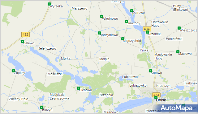 mapa Mełpin, Mełpin na mapie Targeo