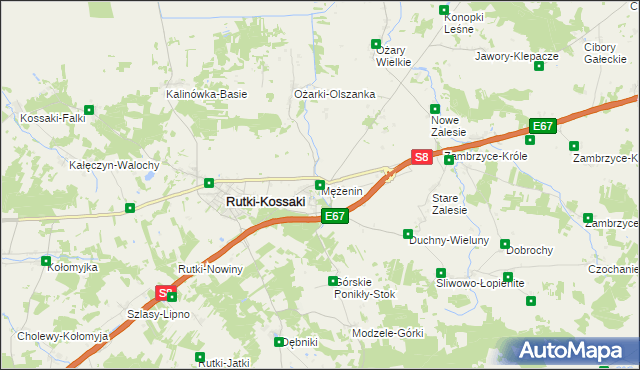 mapa Mężenin gmina Rutki, Mężenin gmina Rutki na mapie Targeo