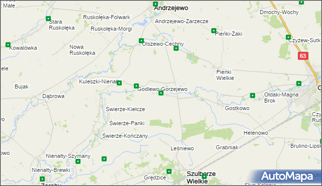 mapa Mianowo gmina Andrzejewo, Mianowo gmina Andrzejewo na mapie Targeo