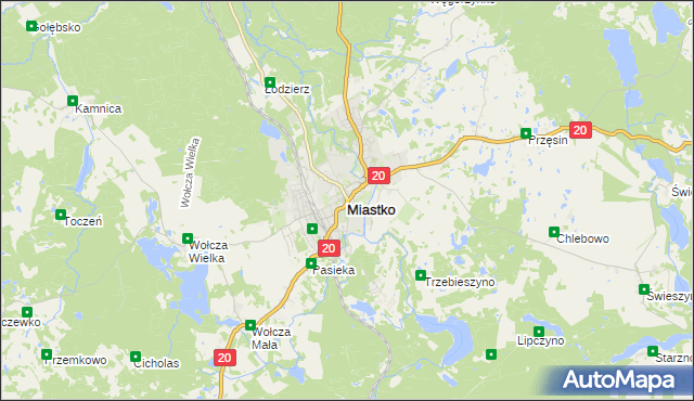 mapa Miastko powiat bytowski, Miastko powiat bytowski na mapie Targeo