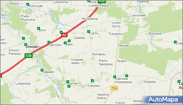 mapa Michałów gmina Dmosin, Michałów gmina Dmosin na mapie Targeo