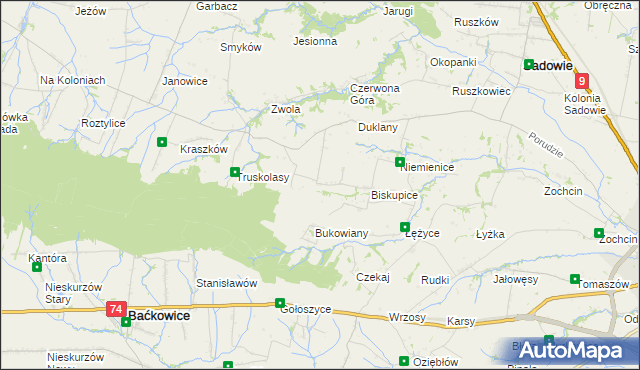 mapa Michałów gmina Sadowie, Michałów gmina Sadowie na mapie Targeo