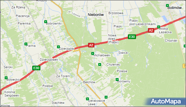 mapa Michałówek gmina Nieborów, Michałówek gmina Nieborów na mapie Targeo