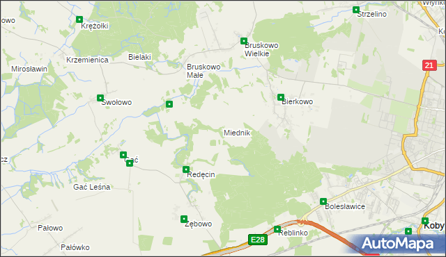 mapa Miednik gmina Słupsk, Miednik gmina Słupsk na mapie Targeo