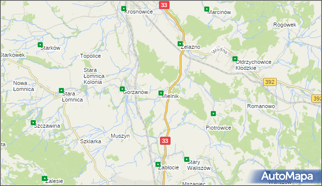 mapa Mielnik gmina Bystrzyca Kłodzka, Mielnik gmina Bystrzyca Kłodzka na mapie Targeo