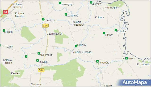 mapa Mieniany, Mieniany na mapie Targeo