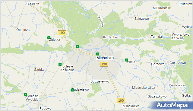 mapa Mieścisko powiat wągrowiecki, Mieścisko powiat wągrowiecki na mapie Targeo