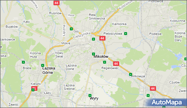 mapa Mikołów, Mikołów na mapie Targeo