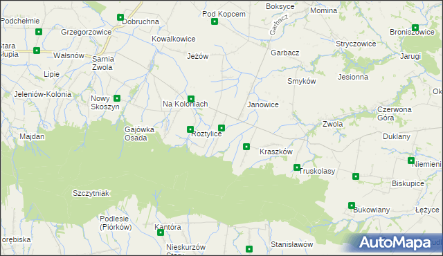 mapa Milejowice gmina Waśniów, Milejowice gmina Waśniów na mapie Targeo