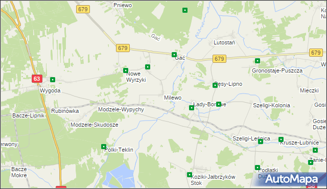 mapa Milewo gmina Łomża, Milewo gmina Łomża na mapie Targeo