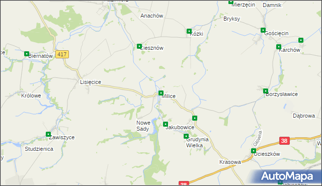 mapa Milice gmina Pawłowiczki, Milice gmina Pawłowiczki na mapie Targeo