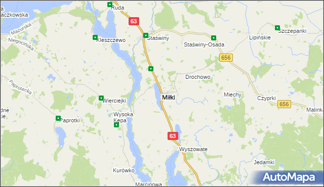 mapa Miłki, Miłki na mapie Targeo