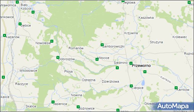 mapa Miłocice gmina Przeworno, Miłocice gmina Przeworno na mapie Targeo