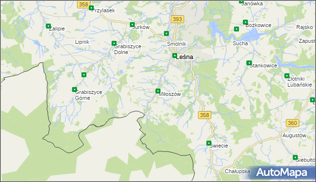 mapa Miłoszów, Miłoszów na mapie Targeo