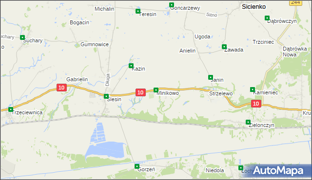 mapa Minikowo gmina Nakło nad Notecią, Minikowo gmina Nakło nad Notecią na mapie Targeo