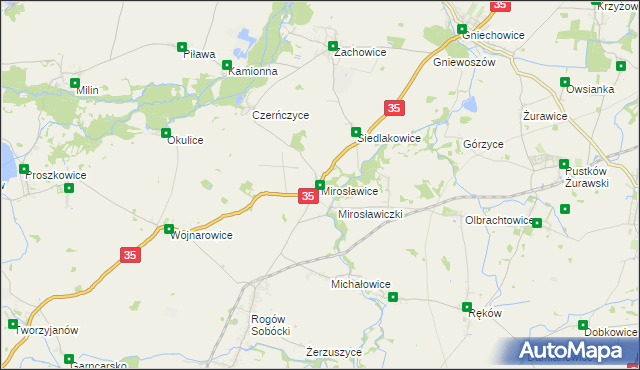 mapa Mirosławice gmina Sobótka, Mirosławice gmina Sobótka na mapie Targeo