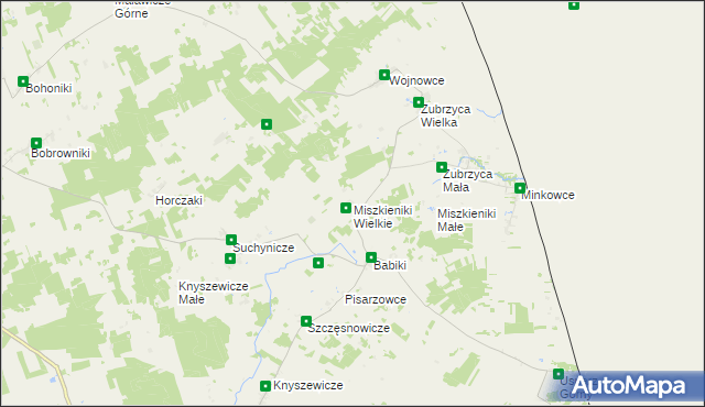 mapa Miszkieniki Wielkie, Miszkieniki Wielkie na mapie Targeo