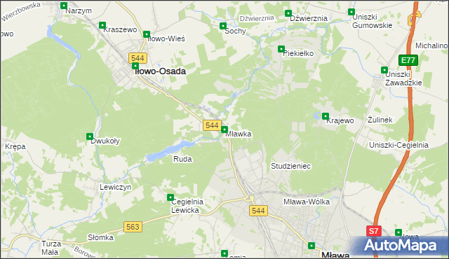 mapa Mławka, Mławka na mapie Targeo