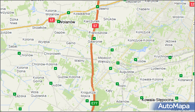 mapa Młodocin Większy, Młodocin Większy na mapie Targeo