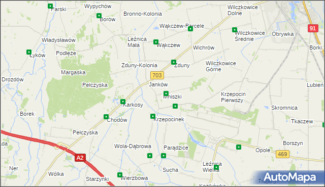 mapa Mniszki gmina Łęczyca, Mniszki gmina Łęczyca na mapie Targeo