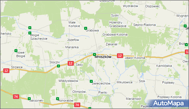 mapa Mniszków powiat opoczyński, Mniszków powiat opoczyński na mapie Targeo