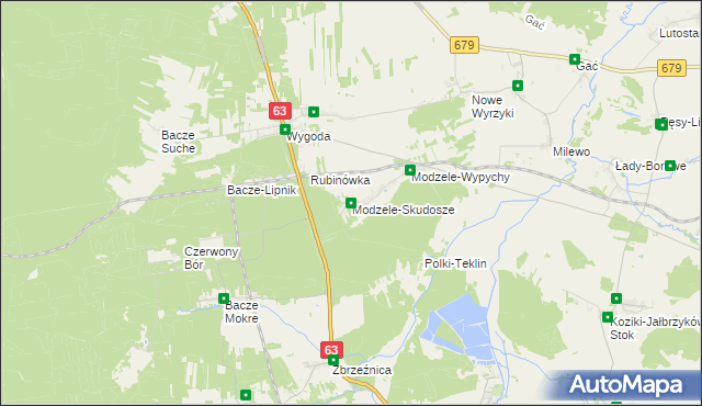 mapa Modzele-Skudosze, Modzele-Skudosze na mapie Targeo