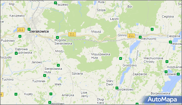 mapa Mojuszewska Huta, Mojuszewska Huta na mapie Targeo