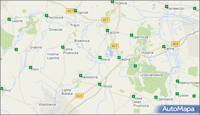 mapa Mokra gmina Biała, Mokra gmina Biała na mapie Targeo