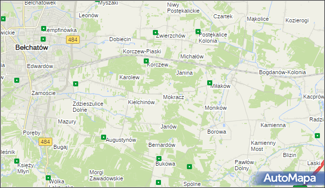 mapa Mokracz, Mokracz na mapie Targeo