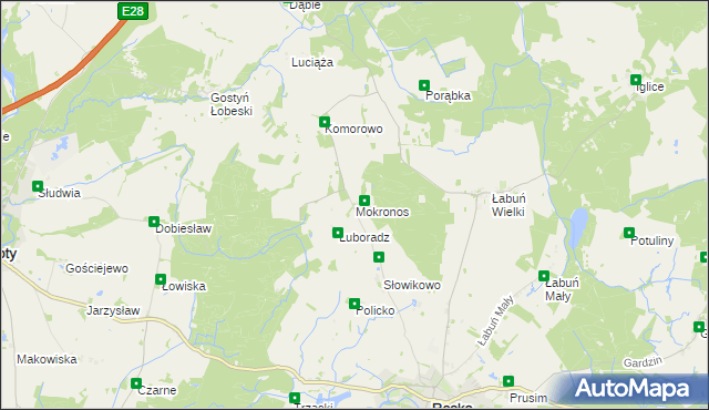 mapa Mokronos gmina Resko, Mokronos gmina Resko na mapie Targeo