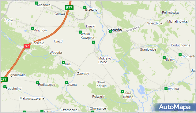 mapa Mokrsko Dolne, Mokrsko Dolne na mapie Targeo