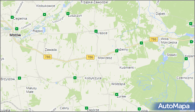 mapa Mokrzesz, Mokrzesz na mapie Targeo