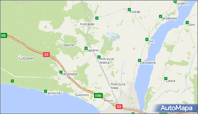 mapa Mokrzyca Wielka, Mokrzyca Wielka na mapie Targeo