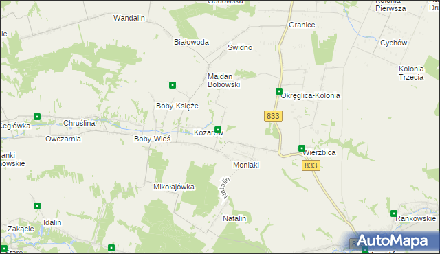 mapa Moniaki-Kolonia, Moniaki-Kolonia na mapie Targeo