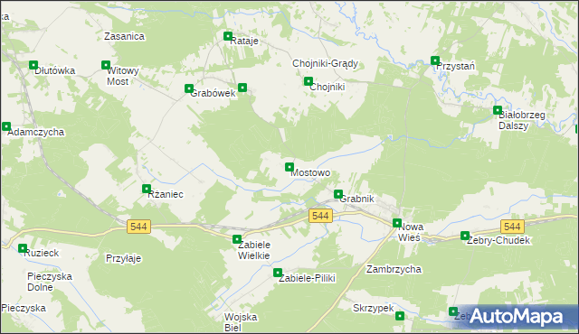 mapa Mostowo gmina Olszewo-Borki, Mostowo gmina Olszewo-Borki na mapie Targeo