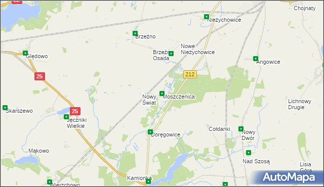 mapa Moszczenica gmina Chojnice, Moszczenica gmina Chojnice na mapie Targeo