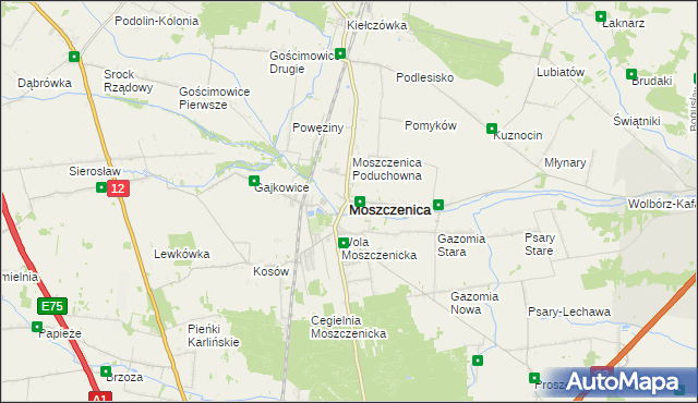 mapa Moszczenica powiat piotrkowski, Moszczenica powiat piotrkowski na mapie Targeo