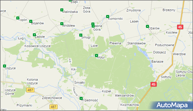 mapa Motyl gmina Mokrsko, Motyl gmina Mokrsko na mapie Targeo