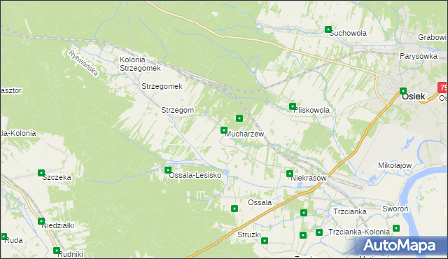 mapa Mucharzew, Mucharzew na mapie Targeo