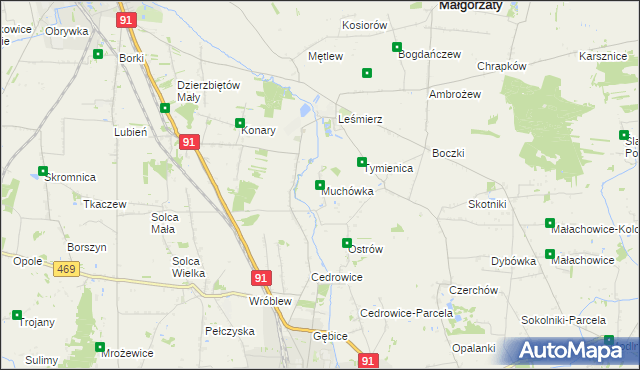 mapa Muchówka gmina Ozorków, Muchówka gmina Ozorków na mapie Targeo
