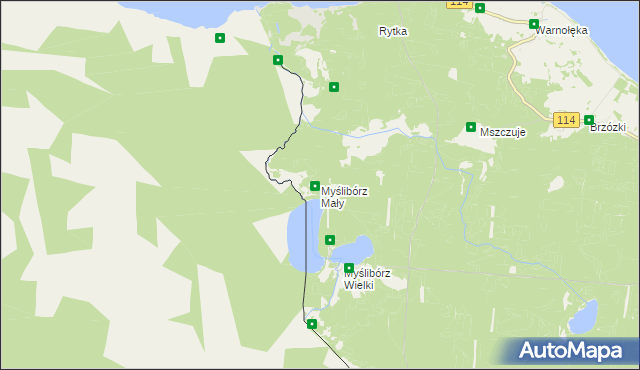 mapa Myślibórz Mały, Myślibórz Mały na mapie Targeo