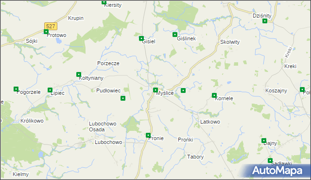 mapa Myślice, Myślice na mapie Targeo