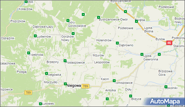 mapa Mzurów, Mzurów na mapie Targeo