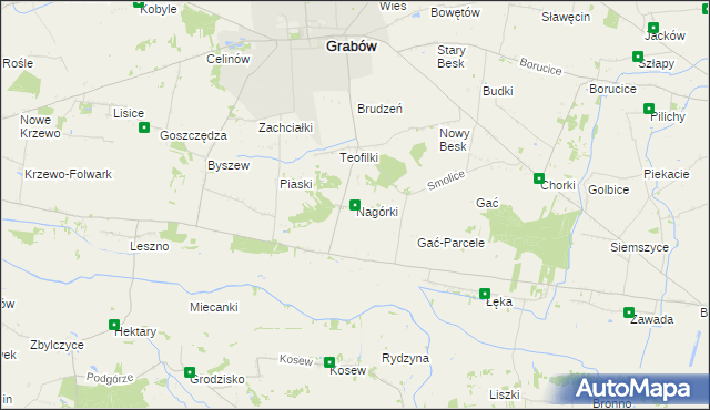 mapa Nagórki gmina Grabów, Nagórki gmina Grabów na mapie Targeo