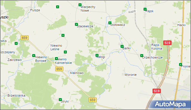 mapa Nałogi, Nałogi na mapie Targeo